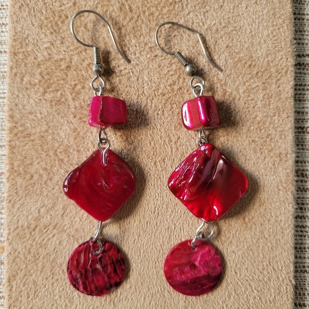 Elegant Red Dangle Earrings